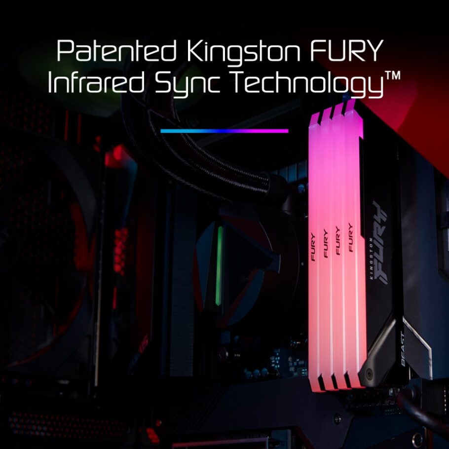 A large marketing image providing additional information about the product Kingston 16GB Kit (2X8GB) DDR4 Fury Beast RGB C16 2666Mhz - Black - Additional alt info not provided